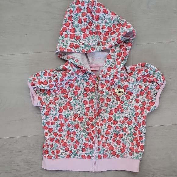 Juicy Couture Pink Strawberry Print Hoodie and Shorts Size 3T Kids Girls Toddler - Picture 8 of 15